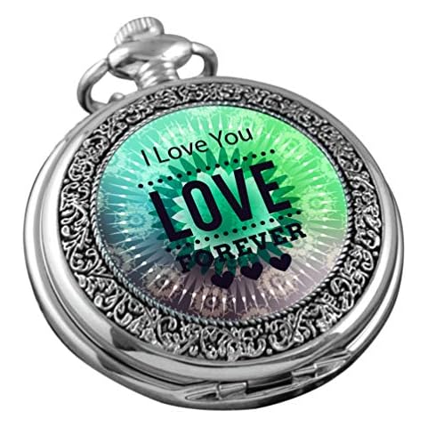 VIGOROSO Pocket Watch for Women Her Wife Mom Engraved I Love You Forever, Personalized Pendants for Mother's Day Birthday Anniversary in Box Cover
