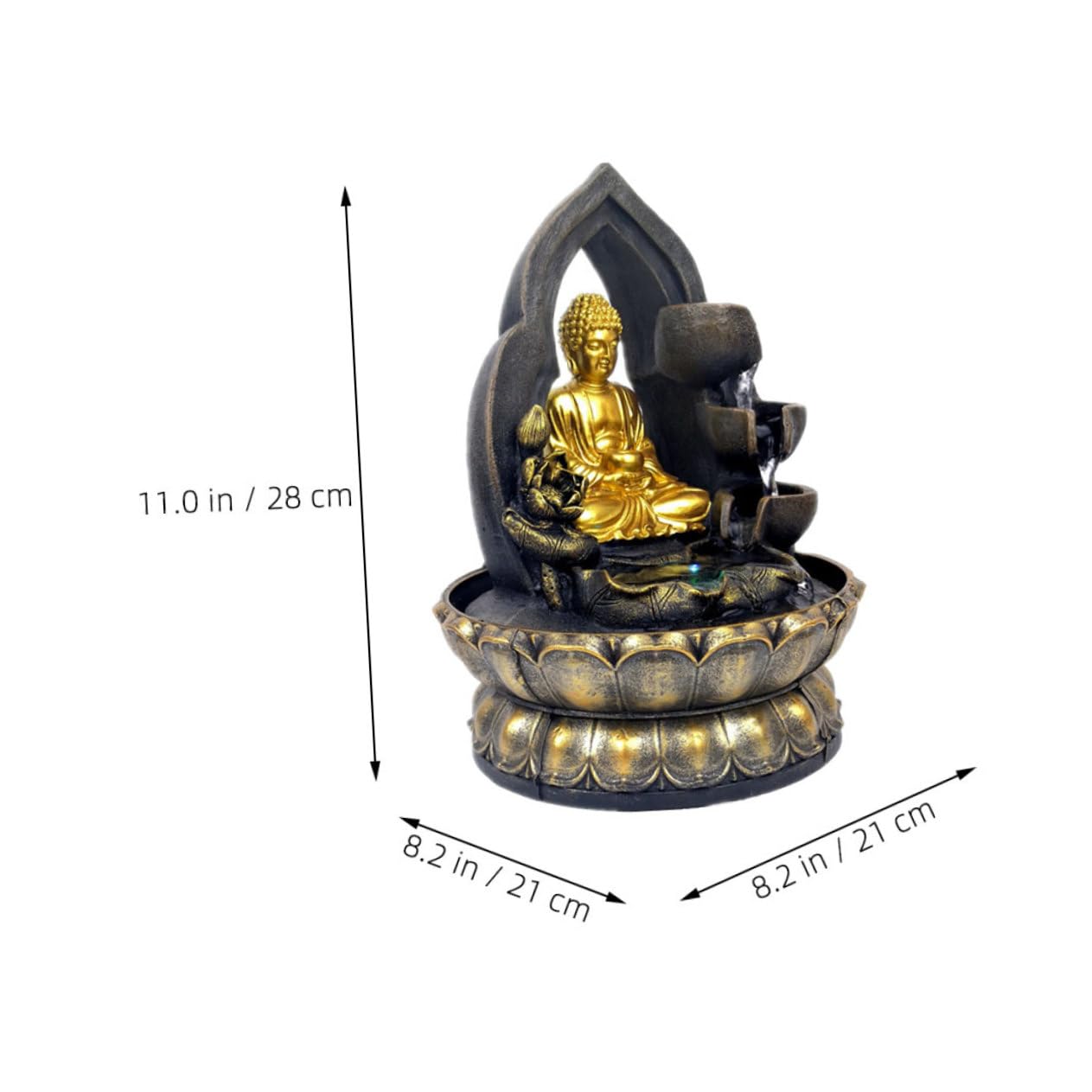 Unomor Buddha Waterfall Fountain Tabletop Sculpture Chinese Style Resin Water Feature for Office Decor Serene Ambiance with Flowing Water Home Decoration