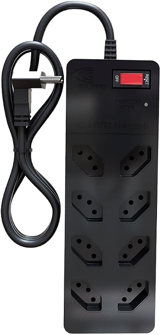 Filtro de Linha iCLAMPER Energia 8 com Proteção contra Surtos Elétricos(DPS) 8 Tomadas, 3 Pinos, 10 Amperes para PC, Notebook, Roteador, Monitor