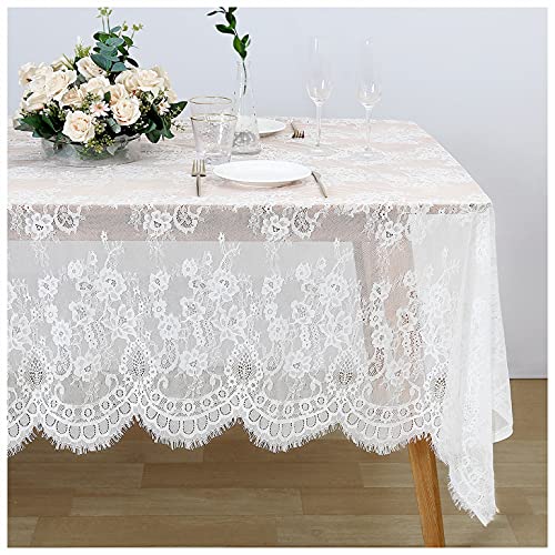 White lace tablecloth exquisite wedding lace fabric 60x120 inches…