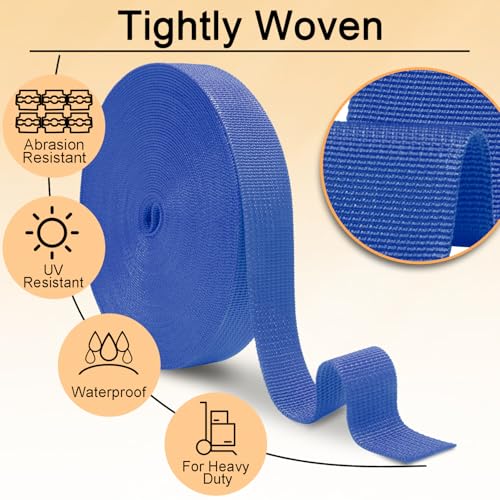 Image of CooBigo 12 Yards Webbing 1 inch & 1.5 inch & 2 inch Polypropylene Webbing Strap 1 Inch 1.5 Inch 2 Inch Wide Webbing Strapping for Bags /Lawn Chair /Pool Solar Cover DIY Crafting