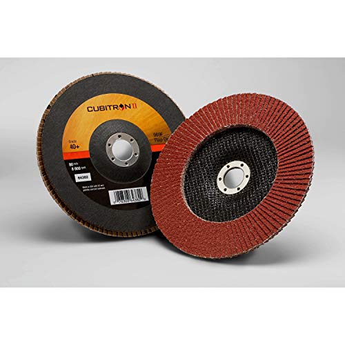 3M Cubitron II Flap Disc 969F - 40+ Grit Ceramic Precision Shaped Grain - Type 27 Angle Grinder Disc - Metal Grinding - 7