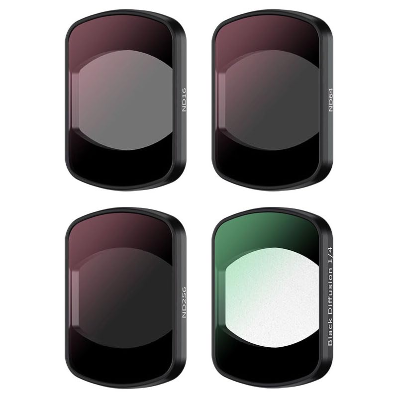 JJC 4 Pack Magnetic ND Black Diffusion 1/4 Filter Kit for DJI Osmo Pocket 3