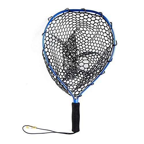 Red De Pesca ZWRY Aleación De Aluminio Mosca Pesca Suave Goma De Pesca De Pesca De Aterrizaje Net Liberación Net Fish Saver Fish Trap 48 * 30cm Azul