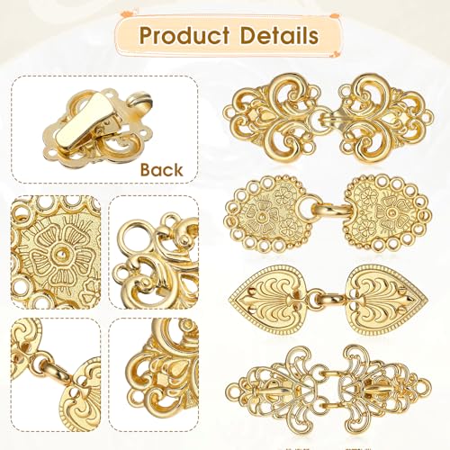 Dimeho Vintage Pullover Swirl Clip 4 Stück Pullover Clips Umhang Clips für Kleid Retro Cardigan Clip Cape PulloverCardigan SchalClips Schal Kragen Verschluss Kleid Hemd Brosche SchalClip (gold)