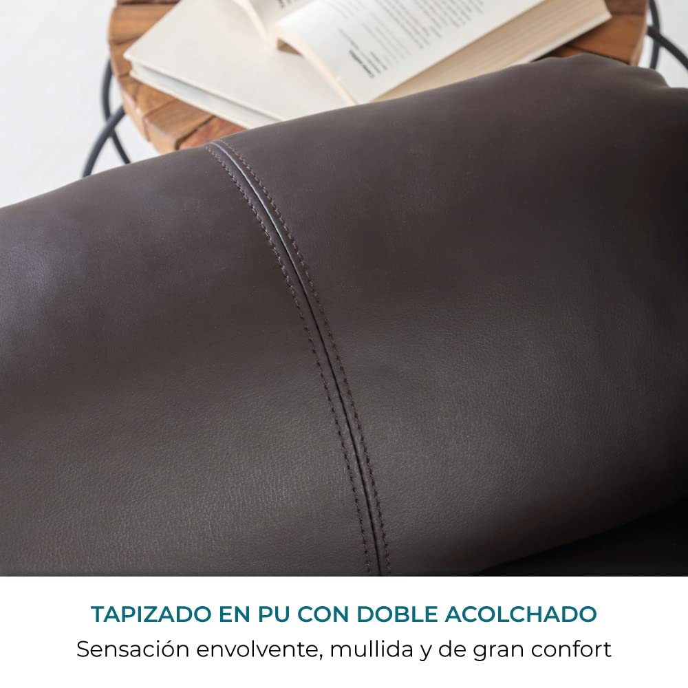 Don Descanso - Sillón Masaje Relax Calor Trevi Choco Reclinable 160º con 8 Motores Silenciosos, Calor Lumbar, Sist. Masaje 4 Zonas y Acabado en PU Anti-Cuarteo [Incluye Mando]. Ideal Gente Mayor