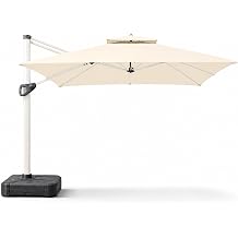10 FT Cantilever Patio Umbrella with Smooth One-Hand Operation, 360 Rotating Offset Umbrella, UV-Proof 280G Waterproof Canopy & Fillable Base with Wheels for Patio, Deck, and Poolside