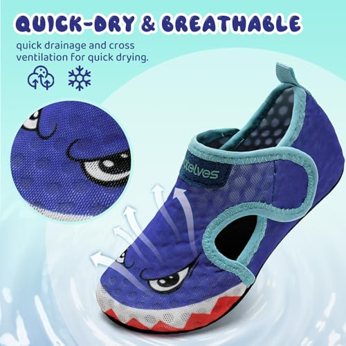 Image of WateLves Kids Water Shoes Toddler Barefoot Swim Beach Shoes Girls Boys Breathable Quick Dry Aqua Socks (Shark, 24 /25)
