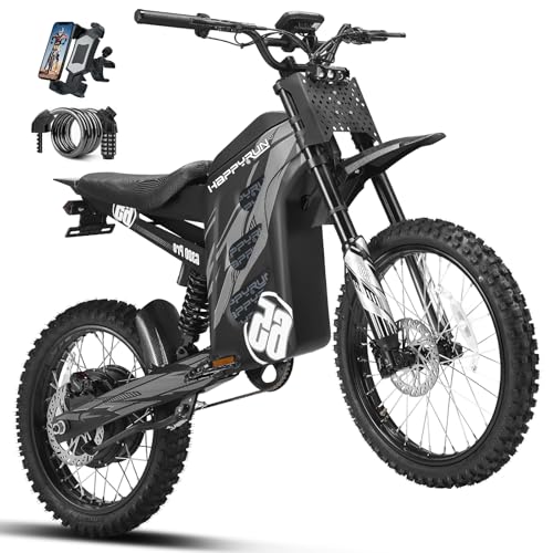 HAPPYRUN G300 Pro Electric Dirt Bike for Adults, 72V 30Ah Battery, 6500W Motor, 50 MPH Speed, 70 Mile Range, 350 Lbs Load Capacity, Hydraulic Brakes (Black)