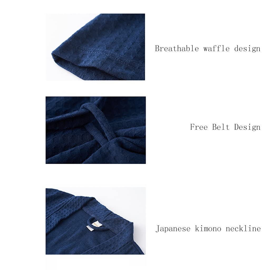 Albornoz De Gofres, Pijama Unisex De Nido De Abeja para Mujer, Camisón Corto A Juego Y Pijama para Adultos, Ropa De Dormir para Parejas, Absorbente, Suave Y Ligero