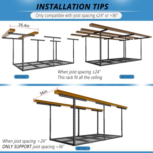 Overhead-Garage-Storage-RackHeavy-Duty-Garage-Shelving-System-Creates-Dry-Storage600LB-Rated-Height-Adjustable-Ceiling-Organizer