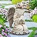 OWANVION Solar Angel Garden Decor Statue, Praying Angel Figurine with LED Lights, Resin Outdoor Lawn Ornament for Yard Patio Balcony Porch, Unique Housewarming Gift
