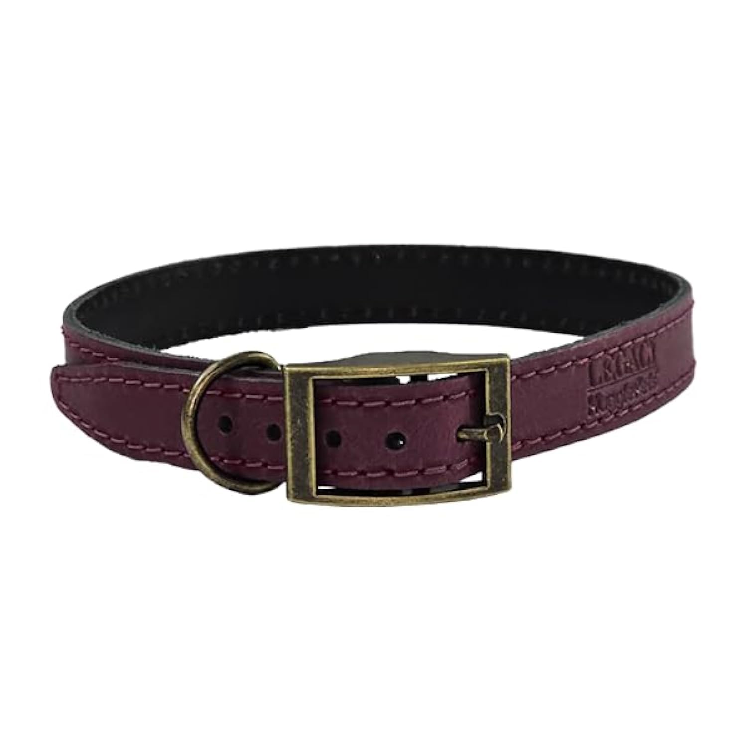 HugglePets Legacy Leather Dog Collar, Merlot (Large