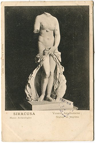 1910 Venere Anadiomene Statua Marmo Museo Archeologico Siracusa FP B/N VG Cartolina Postale