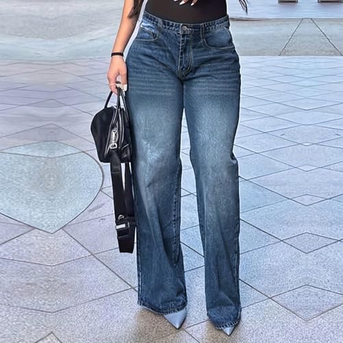 fanmpghleoo Wide Straight Leg Jeans for Women Trendy Baggy High Waisted Jeans Summer Casual Light Denim Trousers with Pockets2