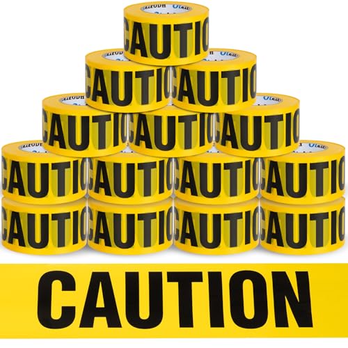 Oleitodh Yellow Caution Tape 12 Pack (1000 ft)