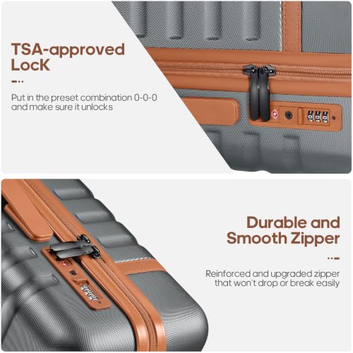 Image of UKEIN Luggage Sets 3 Piece, Carry On Luggage 20In With Spinner Wheels,PC Hardside Suitcase Set with TSA Lock,Durable Carry On Suitcase With Travel Backpack for Men (Grey, 3 piece set (20inch))
