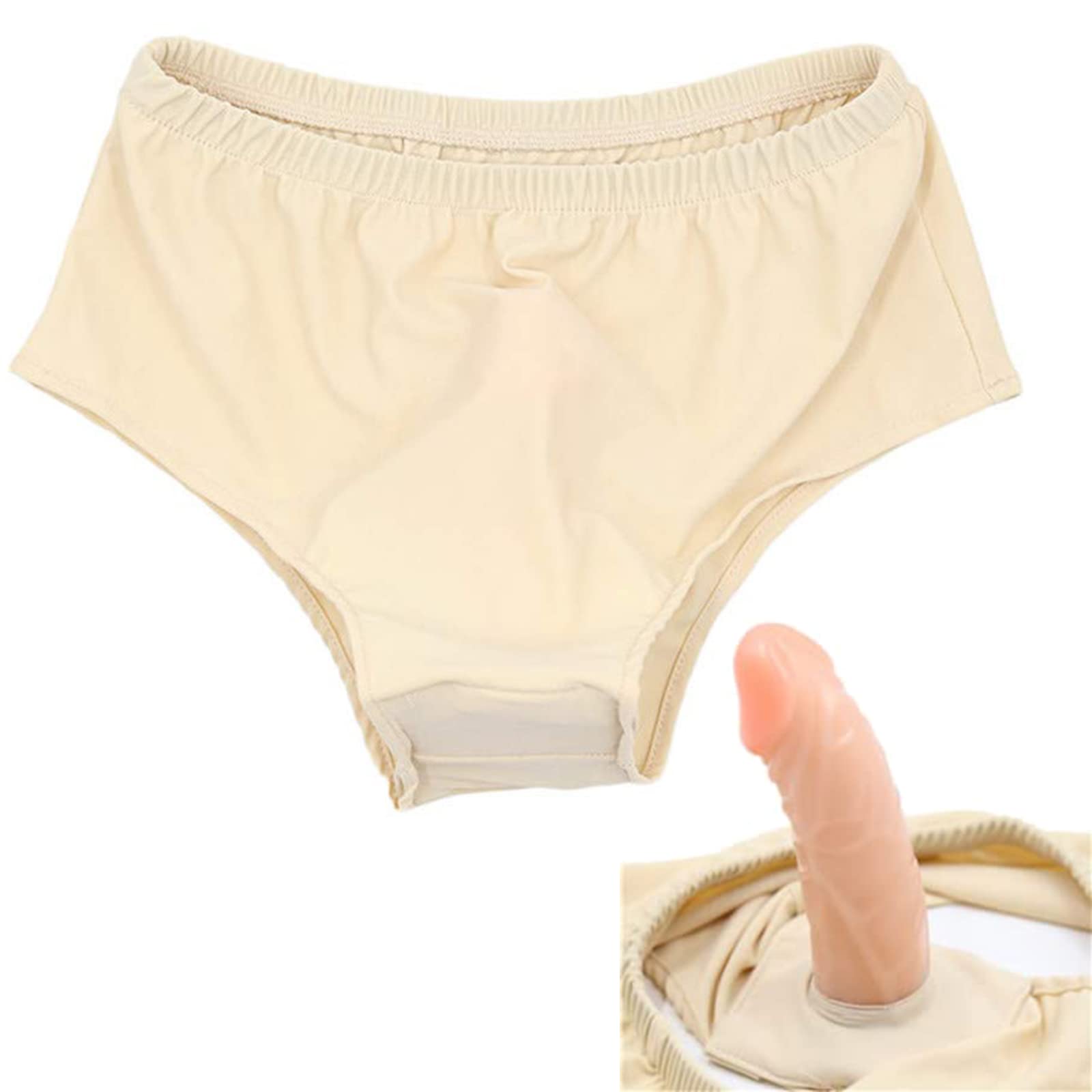 Cintura di castità Cintura di castità Slip con dildo interno Plug anale Butt plug Pantaloni sexy Intimo Lingerie erotica Masturbazione Giocattolo sessuale per donne e uomini Flesh(M)