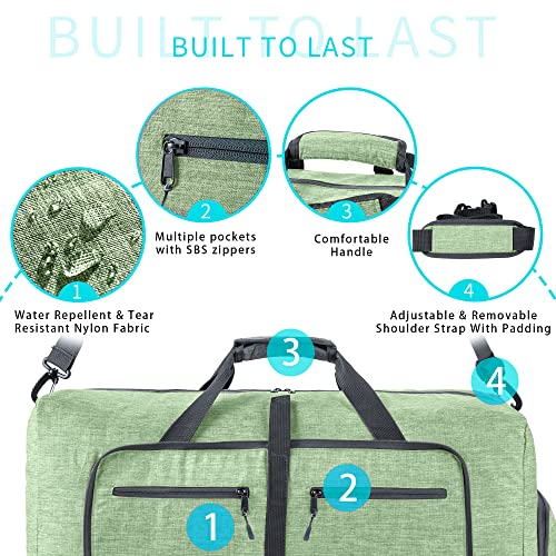 image for Vomgomfom Travel Duffle Bag for Men, 65L Foldable Travel Duffel Bag wi