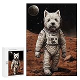 Rompecabezas 300 PCS para Adolescentes Westie Astronaut On Mars Rompecabezas para Adultos Juguetes Antiestrés Difícil 300 PCS