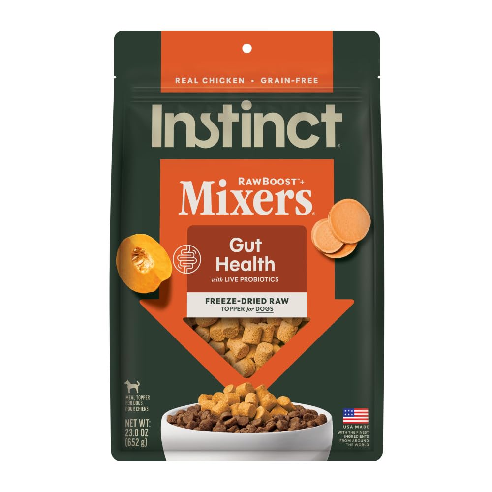 Instinct Raw Boost Mixers Freeze Dried Dog Food Toppers For Dry Food, Grain Free with Chicken For Dogs - Gut Health, 23 Ounce
