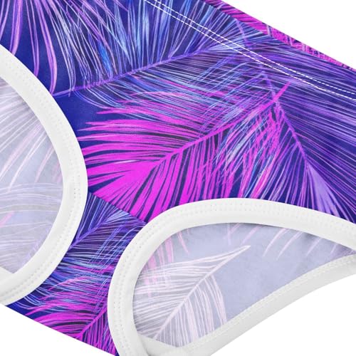 Purple Pink Palm Leaves Girl Panties Cute Girls Underwear Toddlers Cotton Stylish Briefs Undies Kids 2t4