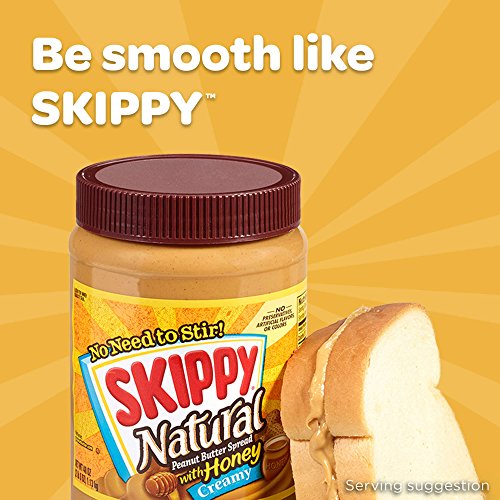 Image of Skippy Creamy Peanut Butter, Natural with Honey, 15-Ounce Jars (Pack of 6)
