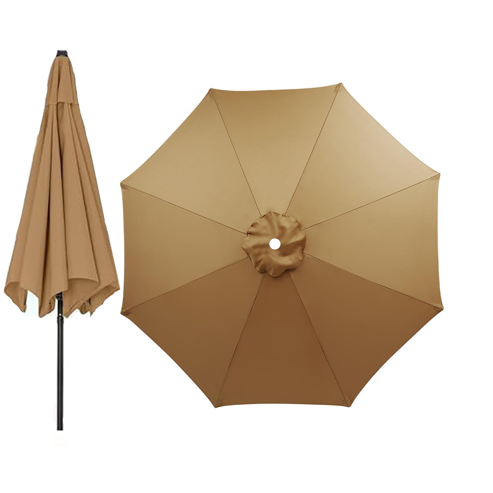 HAMON Sombrilla de Jardín 2.7m/3.0m Toldo De Repuesto Sombrilla para 6 Brazos/8 Brazos, Parasol con Protección UV30+, para Jardín Patio Terraza Playa Piscina Reclinable