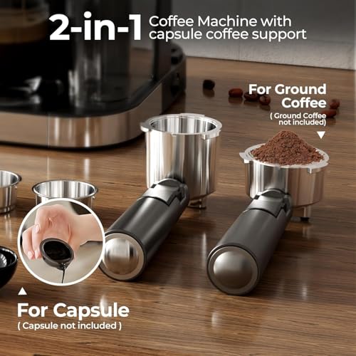 Image of Electactic Espresso Machine 20 Bar, Super Compact Espresso Maker Stainless Steel with Touch Screen, Professional Coffee Machine, Automatic Milk Frother for Cappuccino