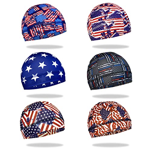 Image of 6 Pcs Skull Cap Sweat Wicking Helmet Liner Breathable Cycling Beanie Running Sports Hat Cooling Head Wraps for Men