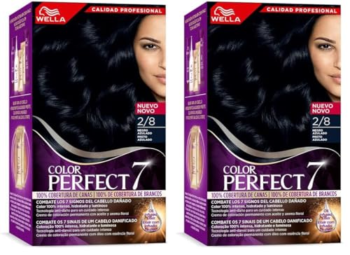 Wella Color Perfect - Tinte de Coloración Permanente para un Cabello Hidratado y Luminoso - Tono Negro Azulado (Paquete de 2)