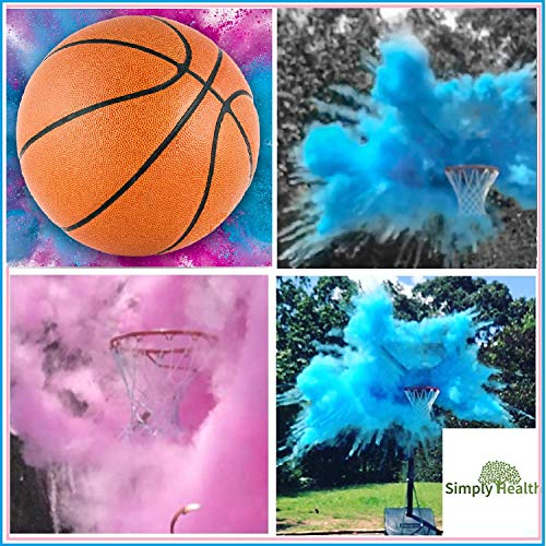 Gender Reveal Basketball, Pink and Blue Powder Kit for Baby Boy Girl Gender Reveal Party. Biggest Basketball Most Powder Biggest Puff and Great Photos Opportunity