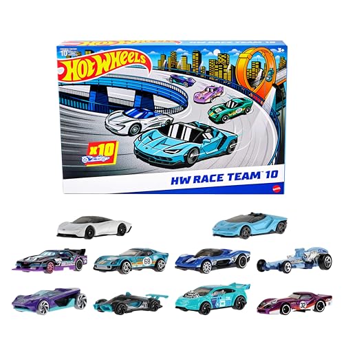 Hot Wheels Spielzeugautos, 10er-Pack mit Rennautos, enthält Corvette,...