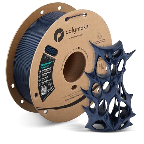 Image of Polymaker PLA Pro 3D Printing Filament Metallic Blue 1.75mm 1KG, High-Impact Tough PLA, Fast Printing up to 300mm /s, High Speed New Formula, Easy to Print on Most FDM Printers, No Enclosure Required