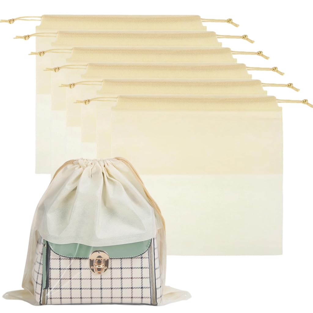 HASTHIP® 6Pcs Non-Woven Dustproof Covers for Leather Bags, 45x45cm Drawstring Bag Protectors, Breathable & Reusable Handbag Storage Covers-image-19