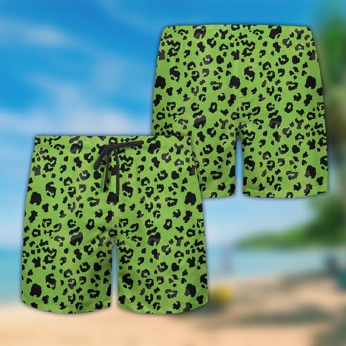 Leopard Mens Swim Trunks - Wild Animal Hawaiian Mens Swim Short Beach Shorts TU-SH-022