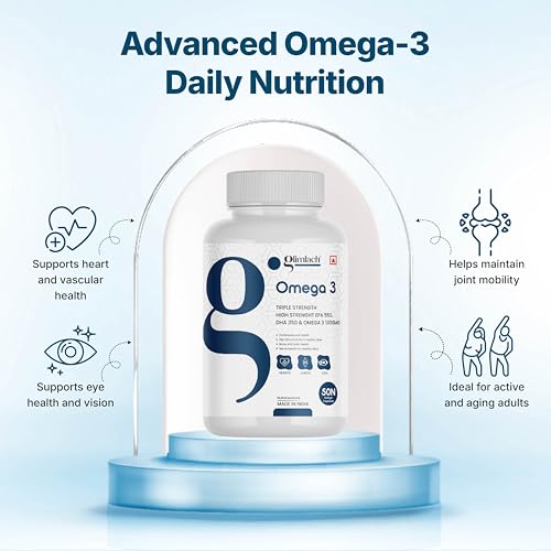 Image of GLIMLACH Omega 3 Fish Oil 1300mg Triple 3X Strength 50 Capsules- 550 mg EPA & 350 mg DHA for Heart, Joints & Brain Health