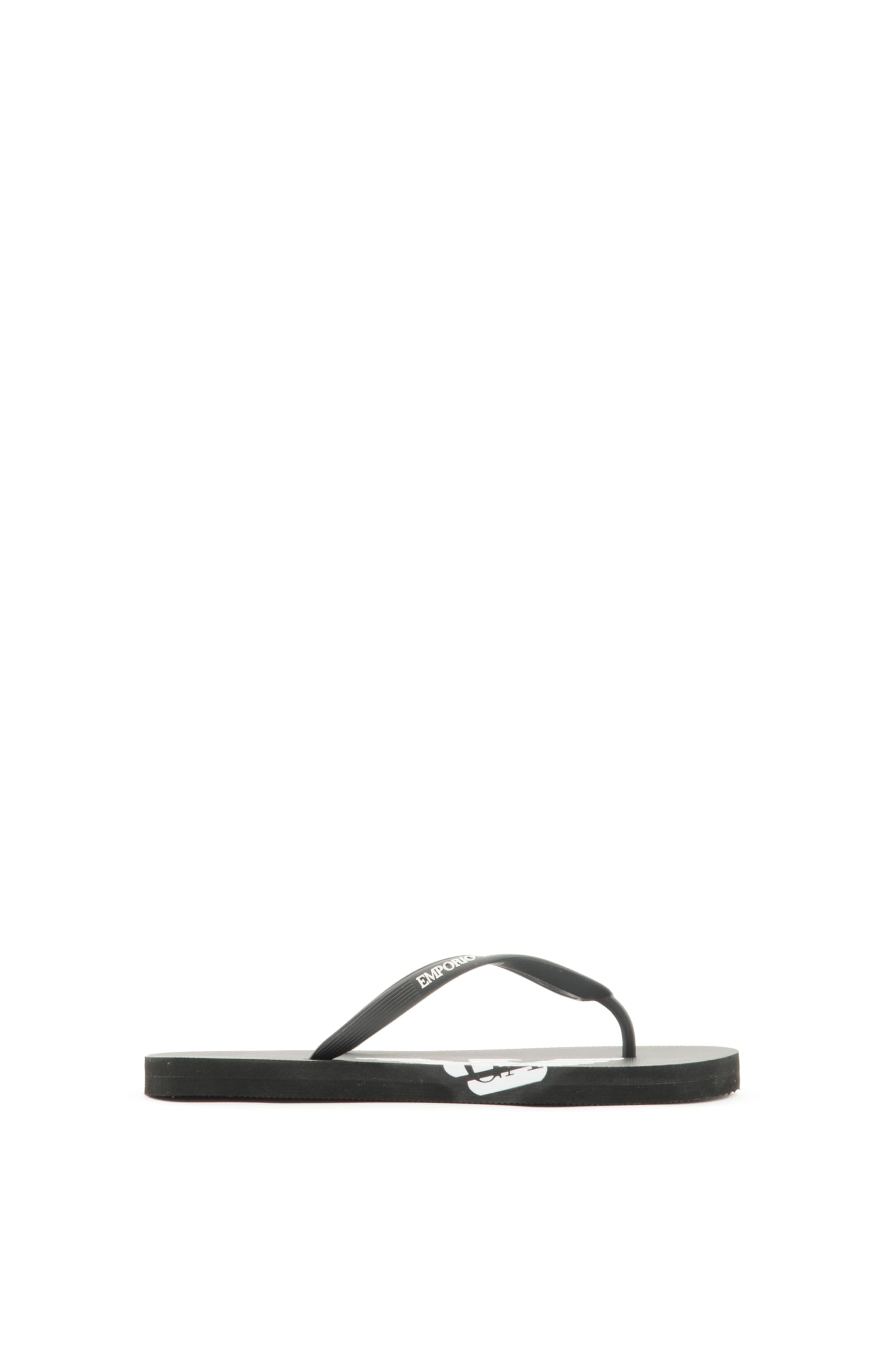 Emporio Armani Unisex Bold Eagle Logo Flip Flops, BLACK+WHITE, 38