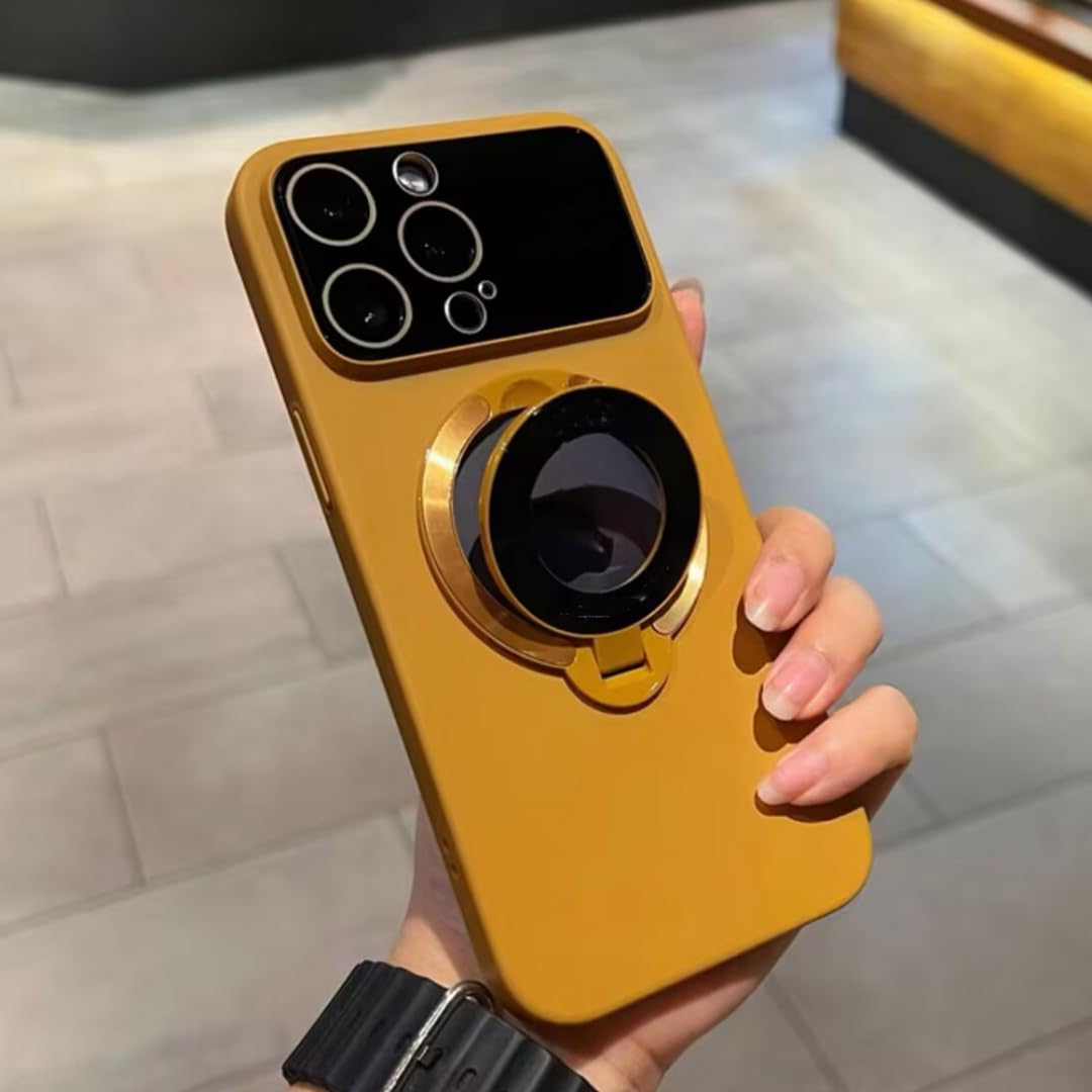 Coque iPhone 14 Pro jaune avec béquille pour appels vidéo et visionnage mains libres - 7