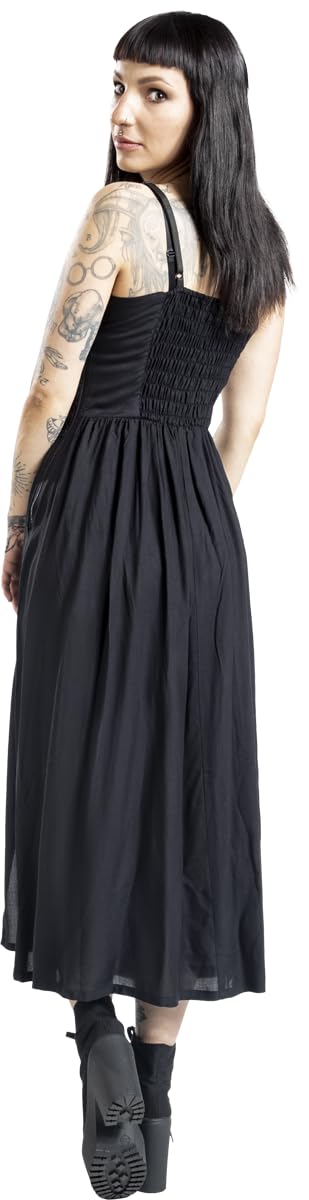 Gothicana by EMP Donna Abito Lungo Nero con Pizzo all’Uncinetto