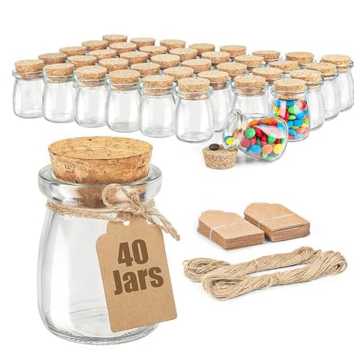 23+ Creative Candy Jar Ideas for Every Occasion 6 Ritayedet 40 Pack Glass Favor Jars with Cork Lid, 3.4 oz Small Glass Bottles for Wedding Favor, Baby Shower, Party Favor, Gift Jars for Candy, Bonus Twine and Labels