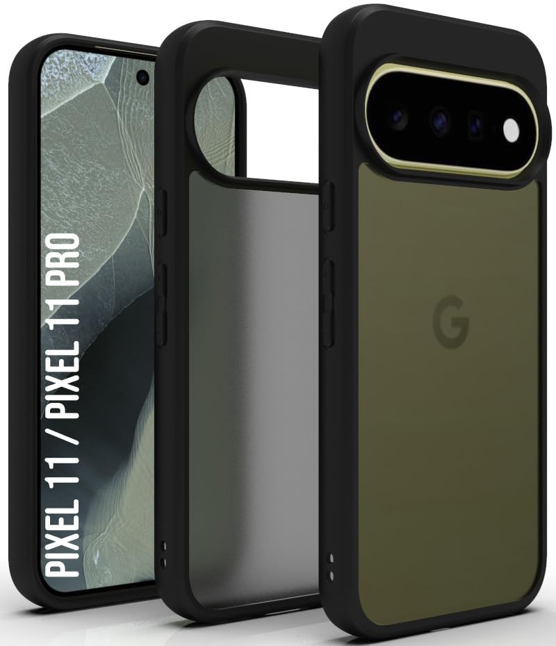 Image of RIGGEAR Shockproof Sleek Hybrid Armor Back Cover Case for Google Pixel 11 / Pixel 11 Pro (Smoke Black Matte PC + Black TPU Bumper)