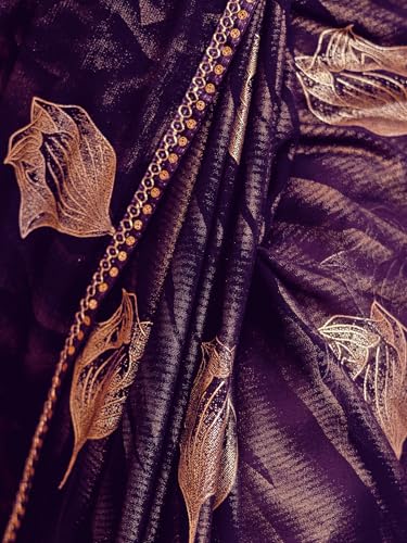 Image of SIRIL Women's Georgette Foil Printed Saree with Unstitched Blouse Piece