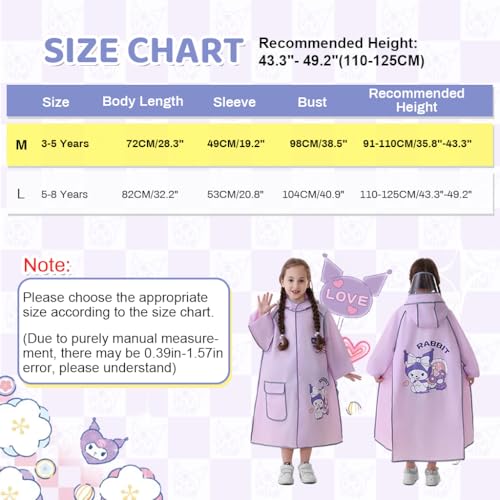 Image of PATPAT Rain Coat for Kids Long Raincoat Clear Wide Brim Hooded Poncho Safe Reflective Strip Students Knee-length EVA Rain Coat Packable Outdoor Coats for Kids