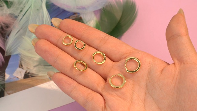 8 stuks gouden creolen, gouden creolen, diamanten oorbellen