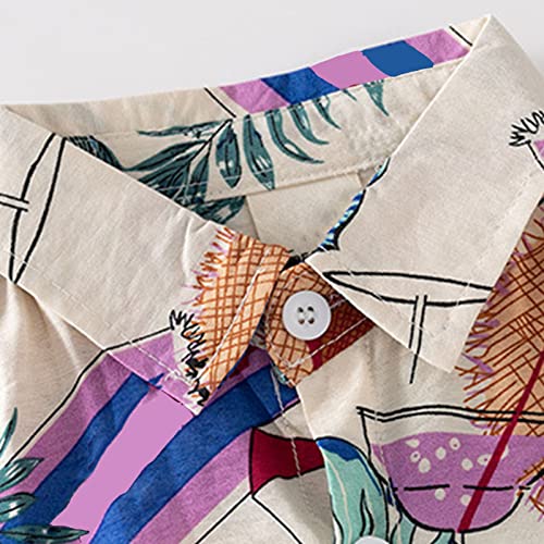 Little & Big Boys Button Down Hawaii Shirts Short Sleeve Tropical Shirt Tops for Kids One Shirt Birthday Boy Long Sleeve4