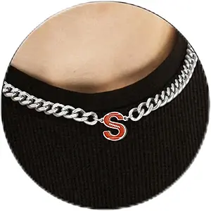 Football Necklaces for Boys Stainless Steel Initial Necklace with Letter A-Z 6.5mm Cuban Chain Gifts for Him Boys Men Teens 16+2 Inches