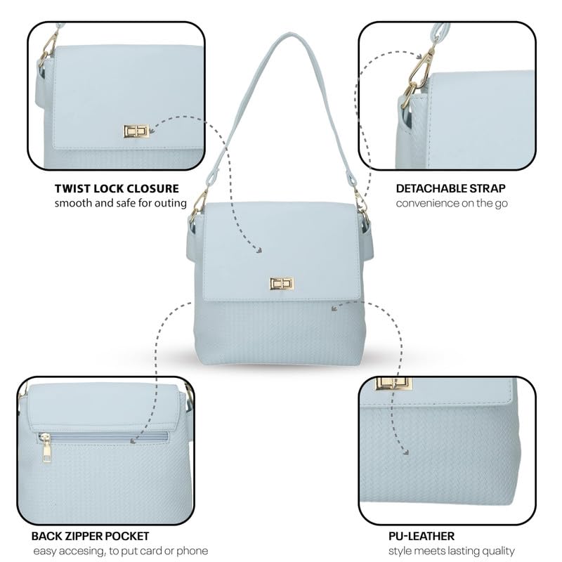 Image of SIBY PU Leather Weave Style Purse for women | Front Flap Cross-Body Purse with Two Handle Strap | Ladies Shoulder Bag for everyday, party, shopping, wedding | Satchel Bag for Girls
