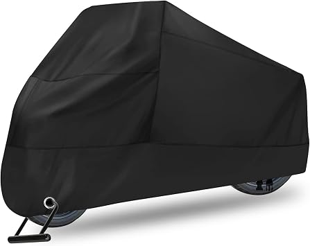 Motorcycle Cover Waterproof Durable Heavy Duty Motorcycle Cover with Windproof and Security System - Fits up to 104 Inch Large Motorcycle 210D