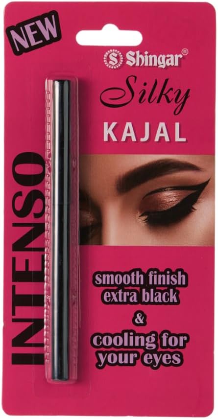 Shingar Silky Intenso Kajal | Twist Up Pencil | With Smooth Black Finish | Cooling For Your Eyes | Enriched With Vitamin A, Rice Bran Wax & Castor Oil | Smudge Proof & Waterproof Kajal | kajal for women | kajal pencil | kajal black waterproof | kajal black | smudge proof kajal โ Black, 0.35g